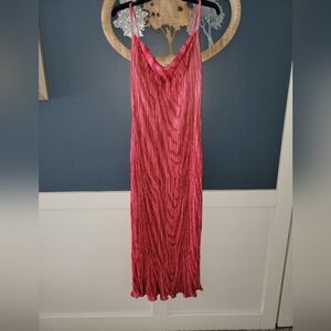 Pink Sleeveless Maxi Dress, Side Zip Sz Xl. Adjustable Straps.